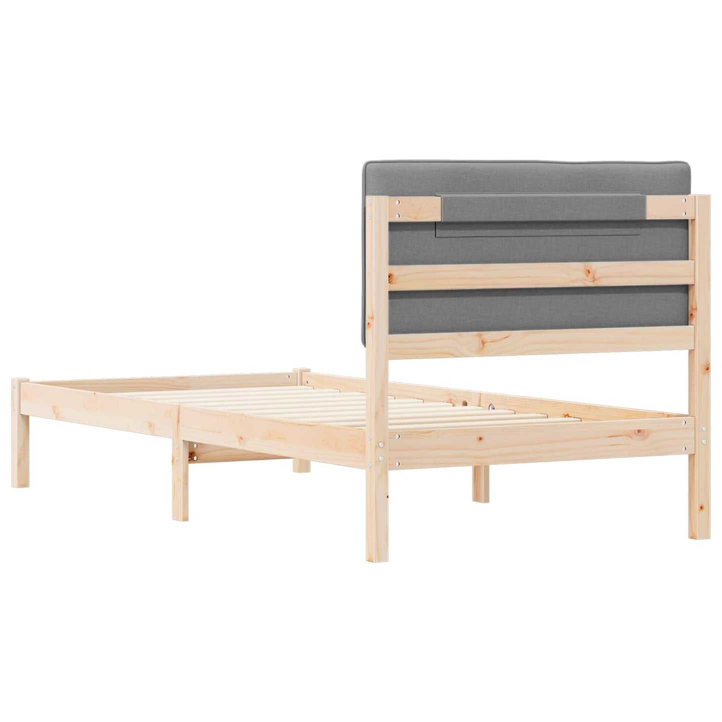 Letto con Testiera Rivestita Grigio Naturale e Chiaro | homemem39