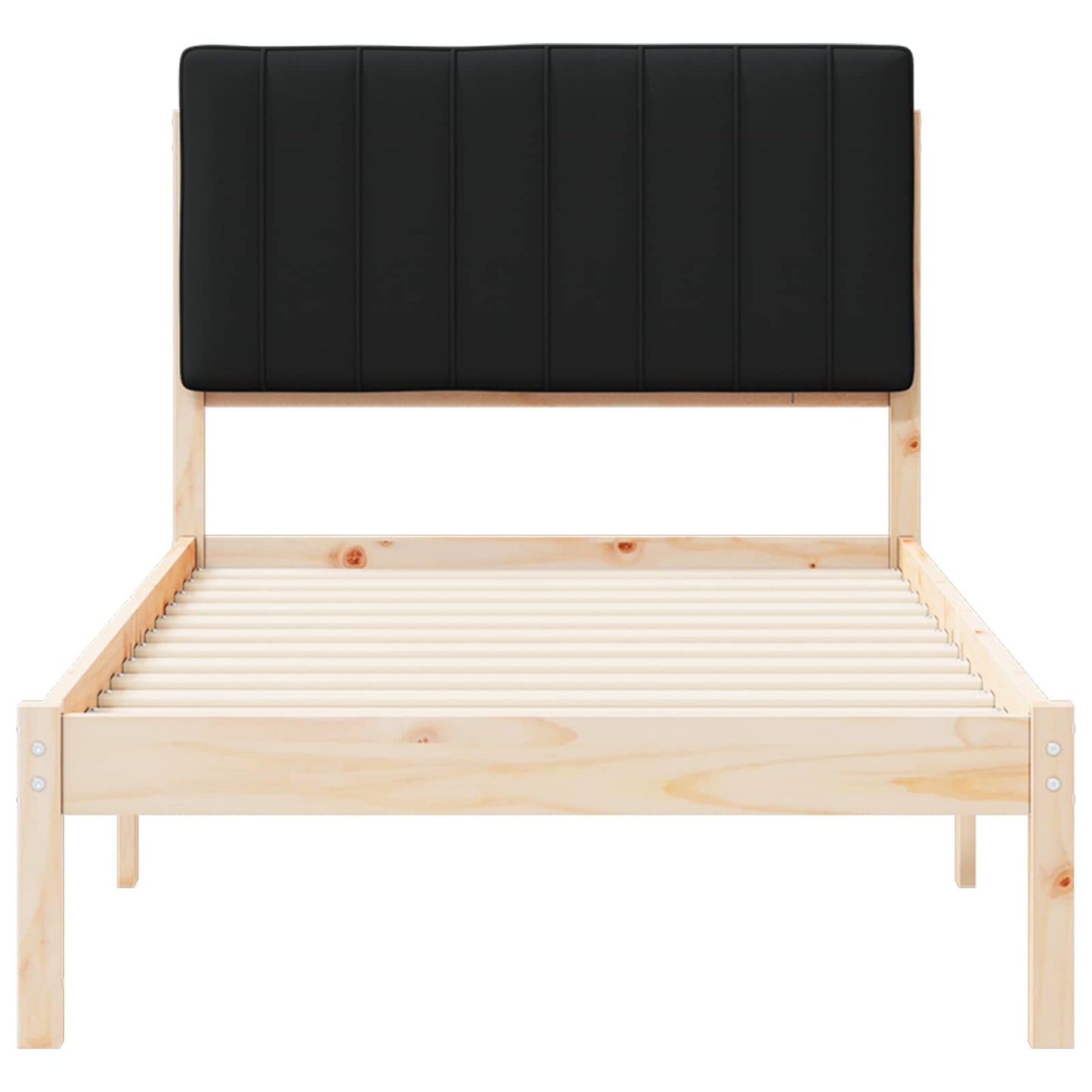 Letto con Testiera Rivestita Naturale e Nero 90 x 200 cm | homemem39