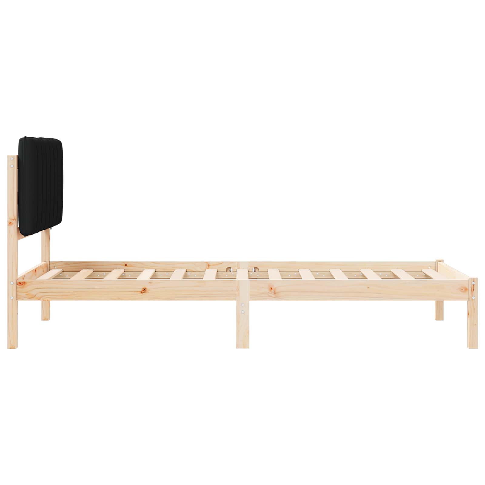 Letto con Testiera Rivestita Naturale e Nero 90 x 200 cm | homemem39