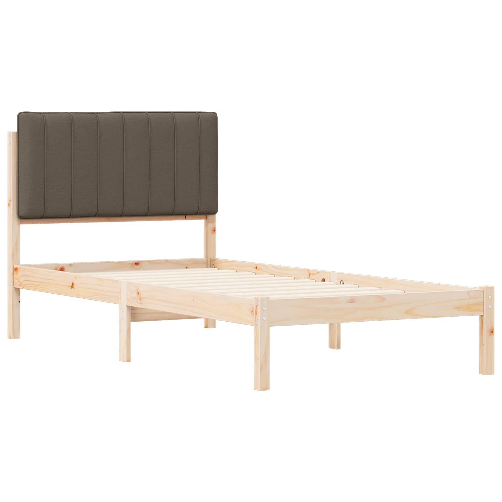 Letto con Testiera Rivestita Naturale e Taupe 90 x 200 cm | homemem39