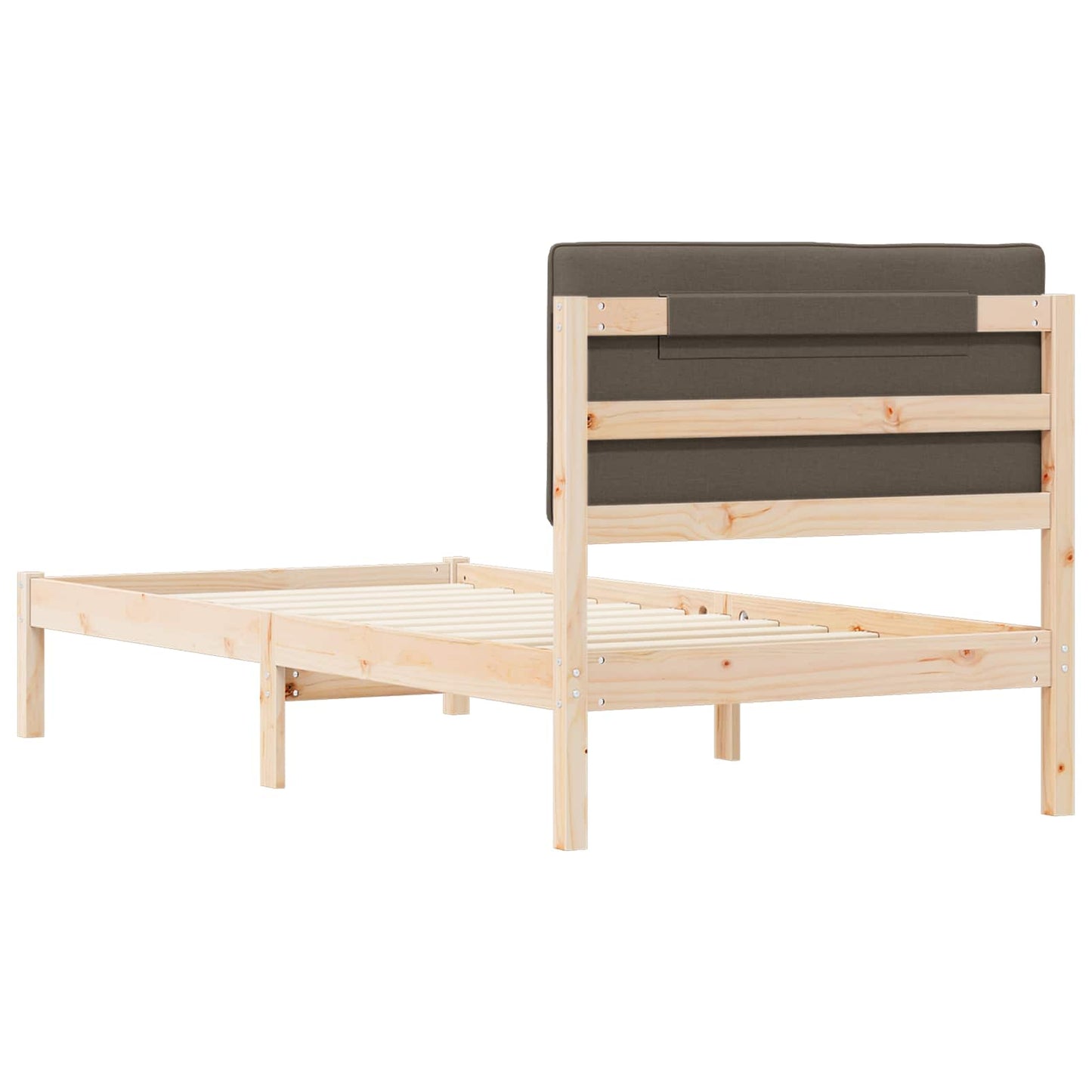 Letto con Testiera Rivestita Naturale e Taupe 90 x 200 cm | homemem39