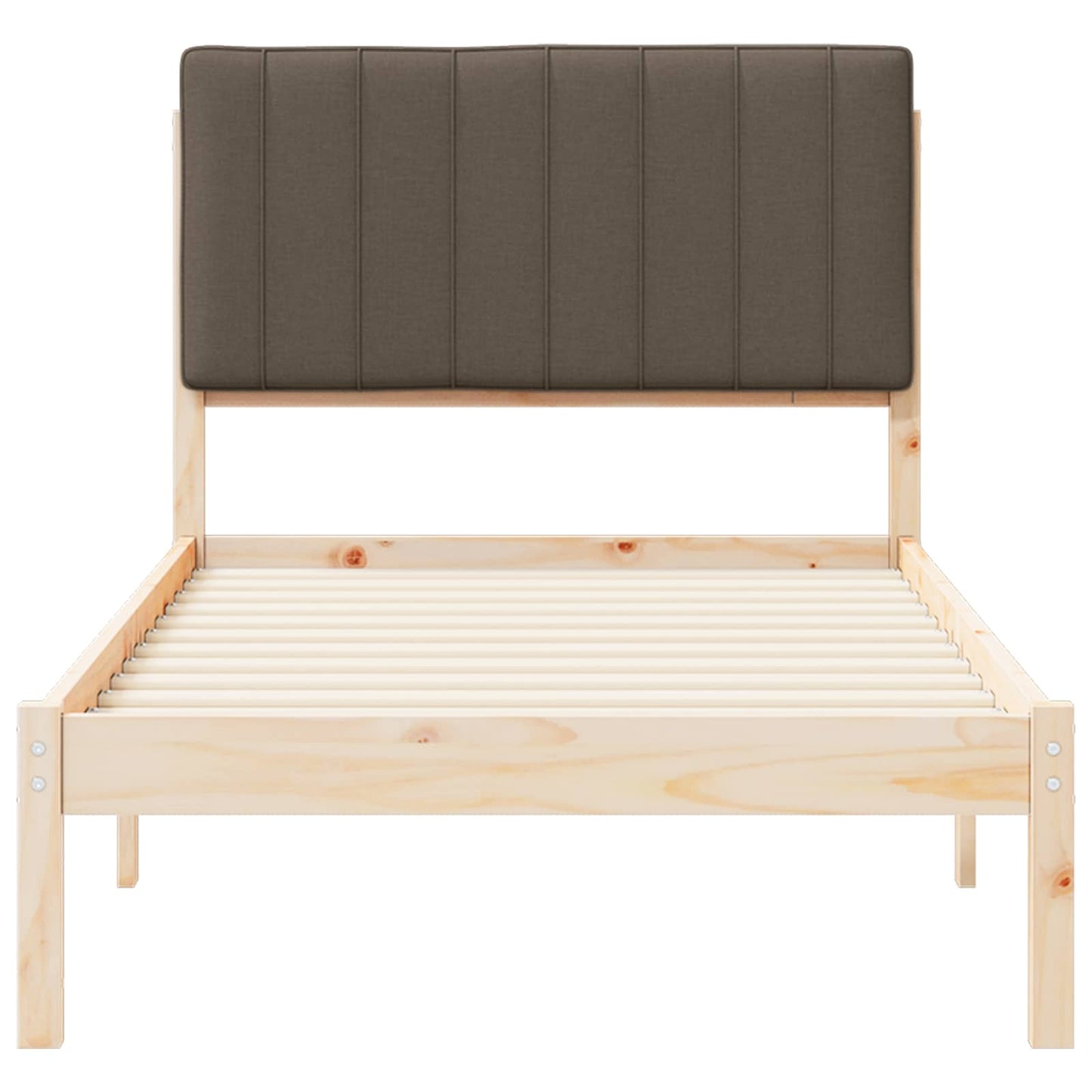 Letto con Testiera Rivestita Naturale e Taupe 90 x 200 cm | homemem39