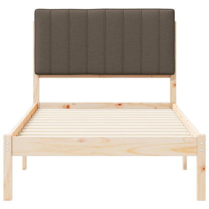 Letto con Testiera Rivestita Naturale e Taupe 90 x 200 cm | homemem39