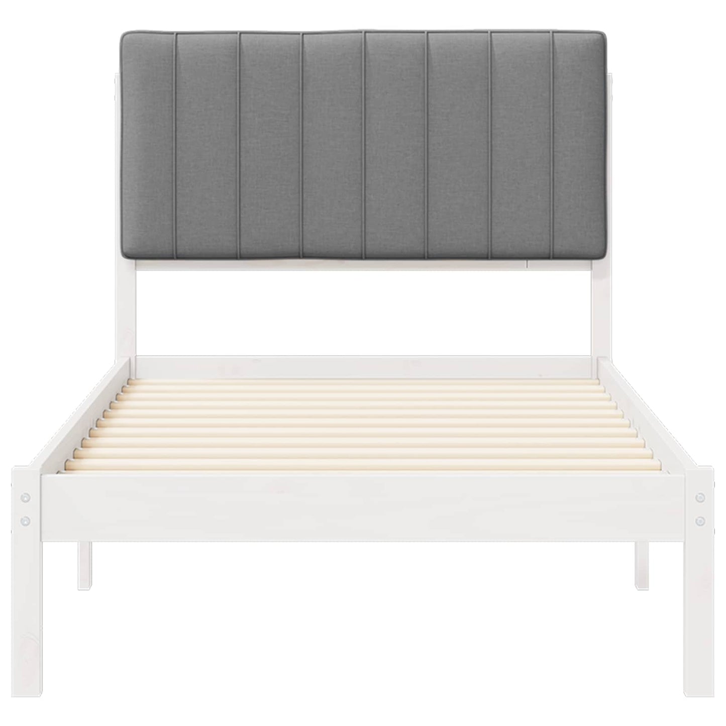 Letto con Testiera Rivestita Bianco e grigio chiaro 90 x 200 cm | homemem39