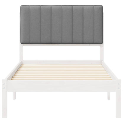 Letto con Testiera Rivestita Bianco e grigio chiaro 90 x 200 cm | homemem39