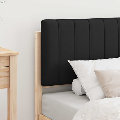 Letto con Testiera Rivestita Nero 75 x 190 cm Pino massello