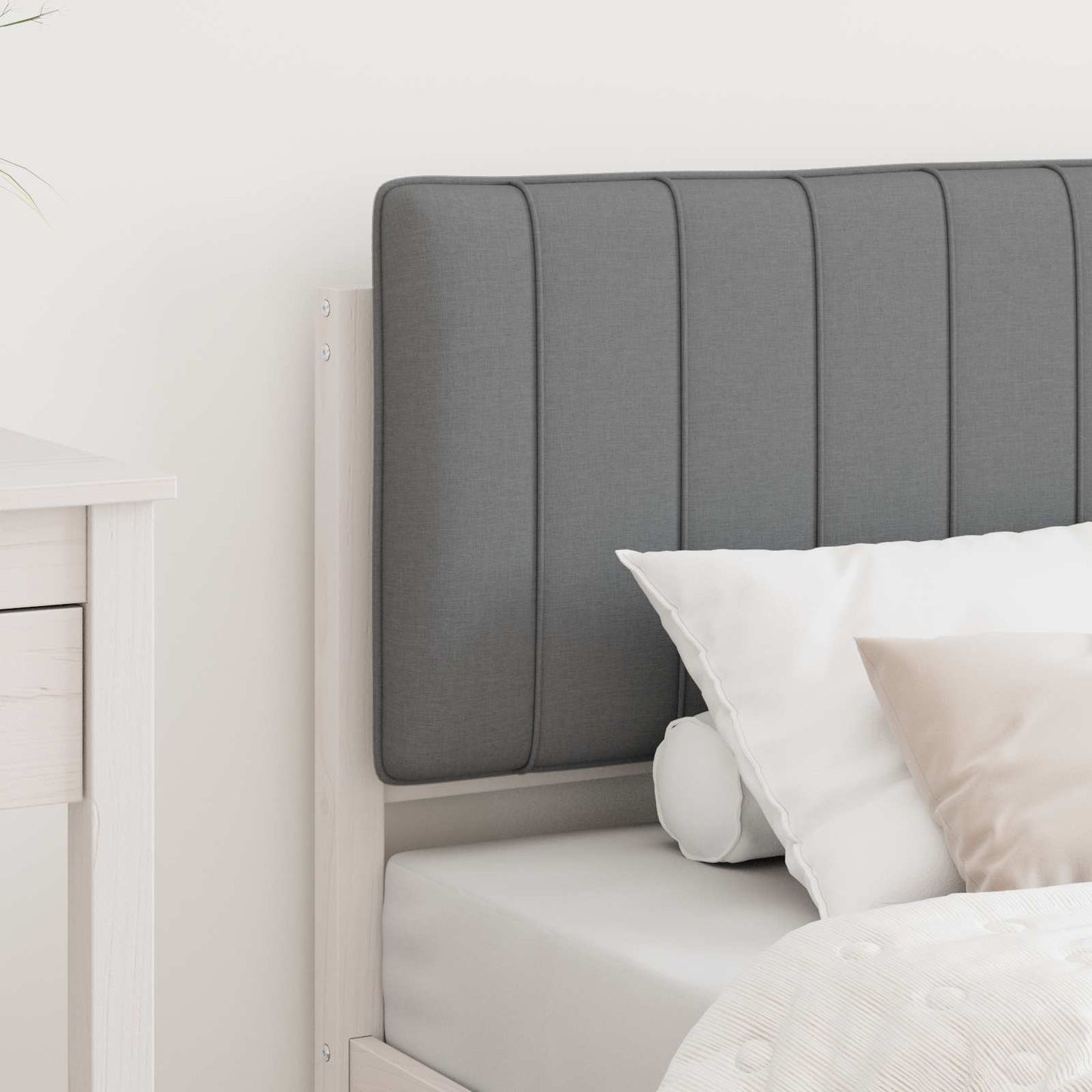 Letto con Testiera Rivestita Grigio chiaro 75 x 190 cm