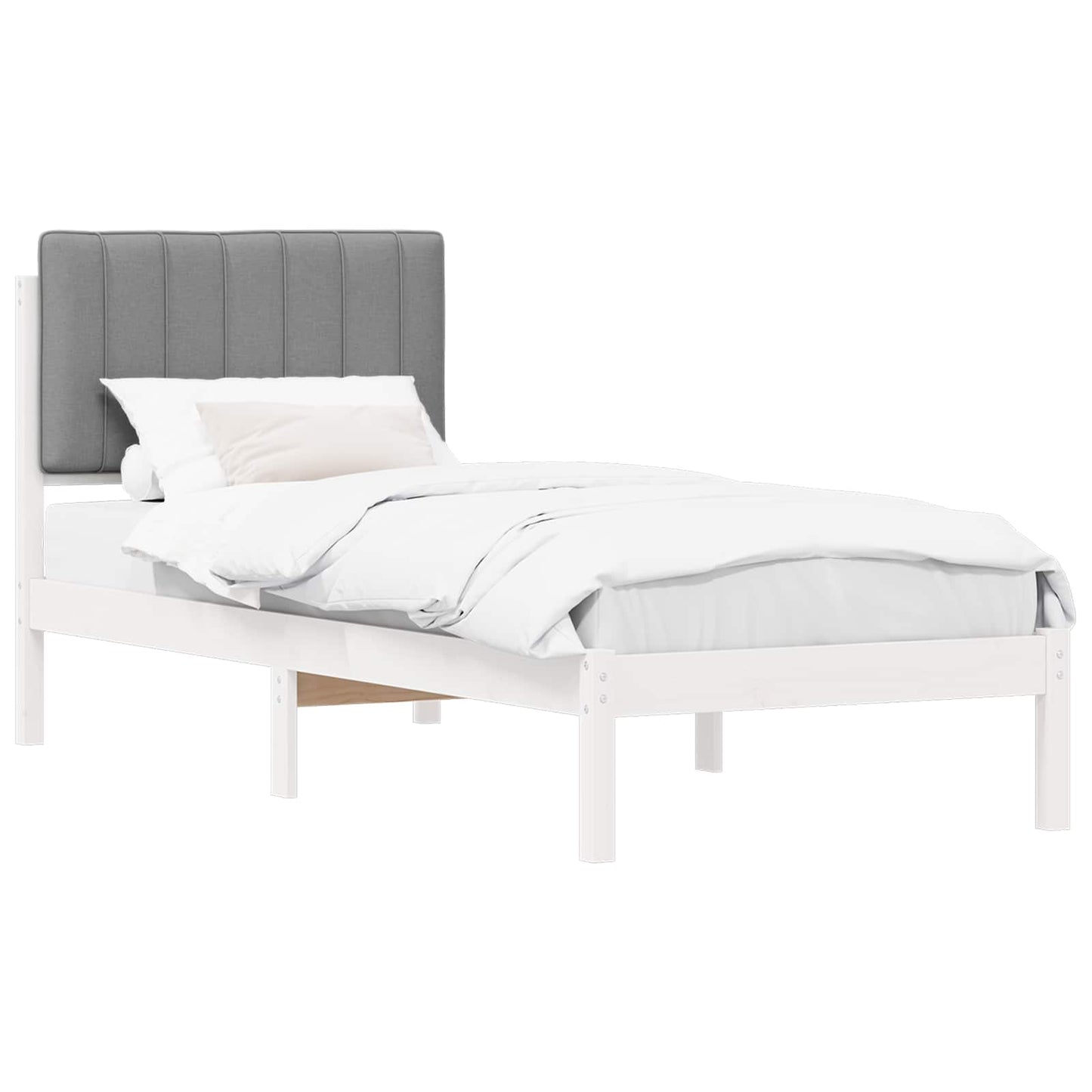 Letto con Testiera Rivestita Grigio chiaro 75 x 190 cm