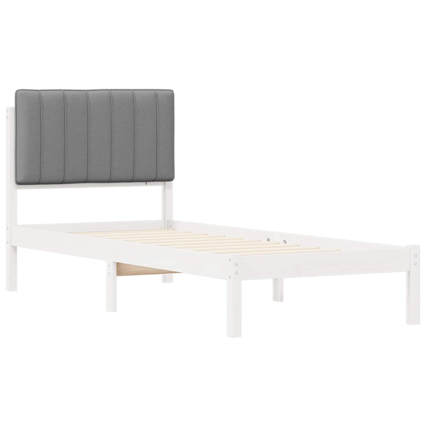 Letto con Testiera Rivestita Grigio chiaro 75 x 190 cm