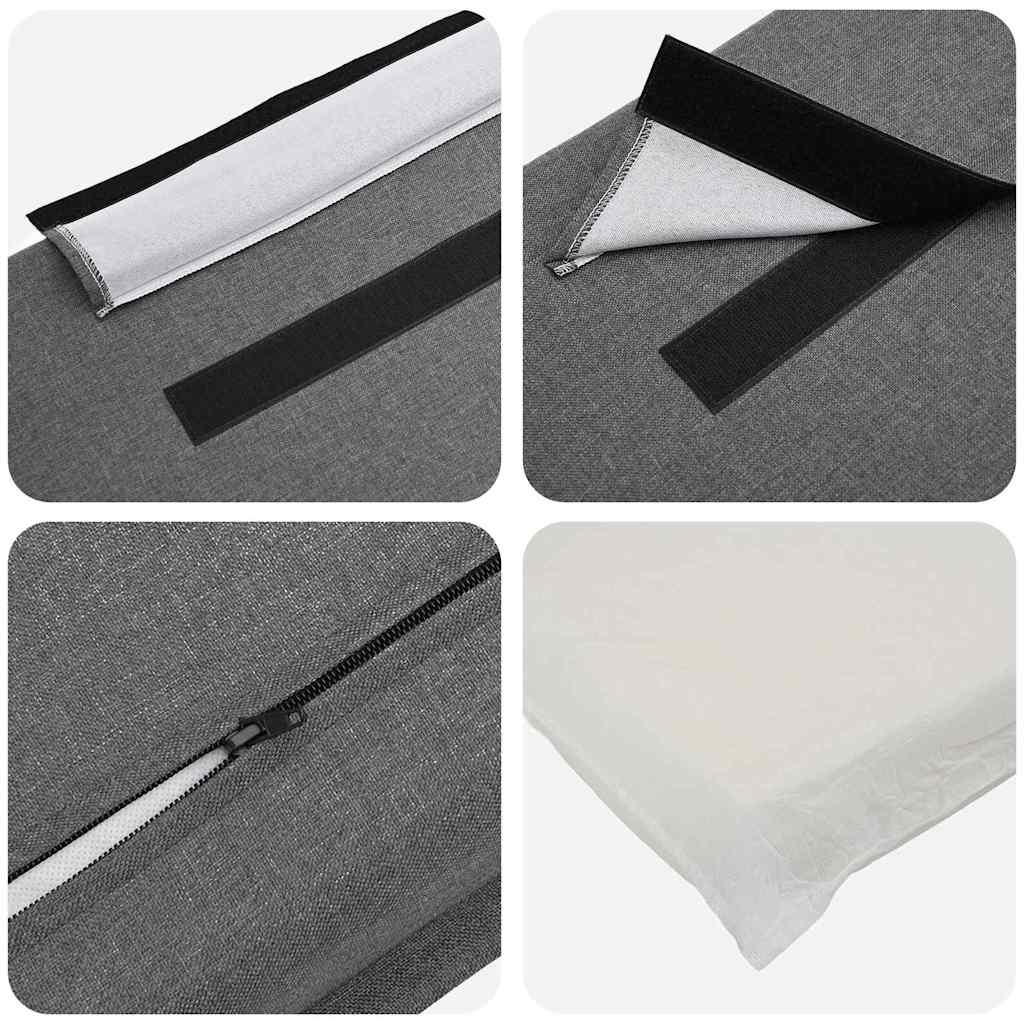 Testiera imbottita Bianco e grigio chiaro 180 cm Pino massello