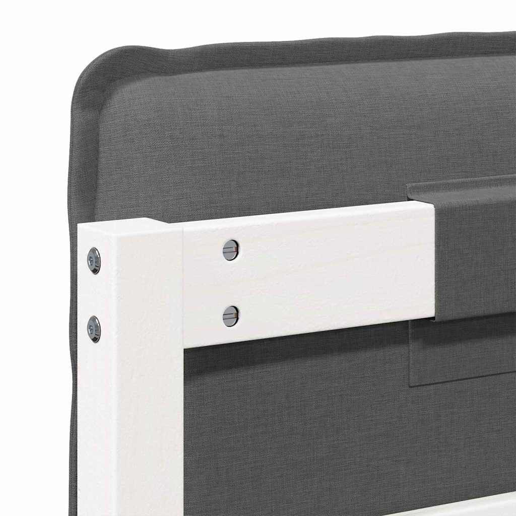 Testiera imbottita Bianco e grigio chiaro 160 cm Pino massello