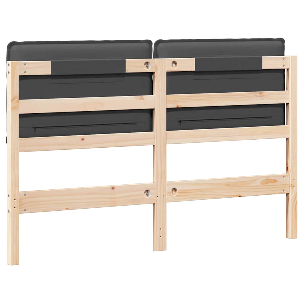 Testiera imbottita Grigio Naturale e Scuro 140 cm Pino massello