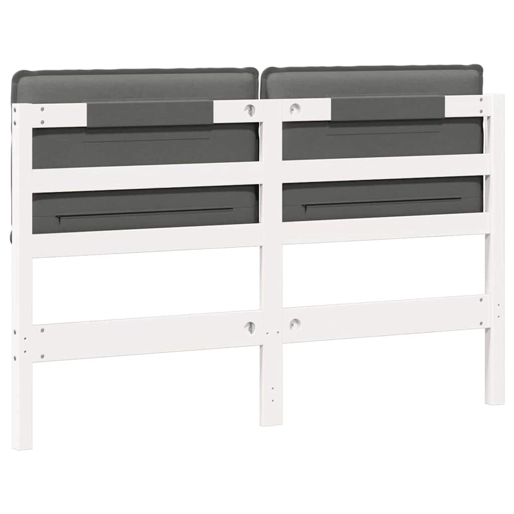 Testiera imbottita Bianco e grigio chiaro 140 cm Pino massello