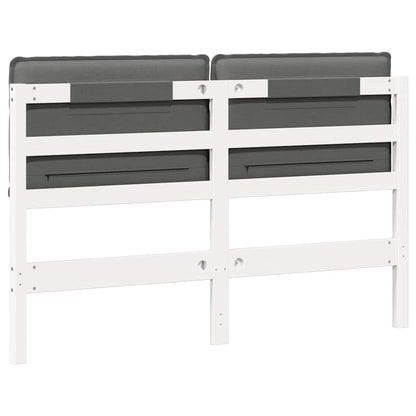 Testiera imbottita Bianco e grigio chiaro 140 cm Pino massello