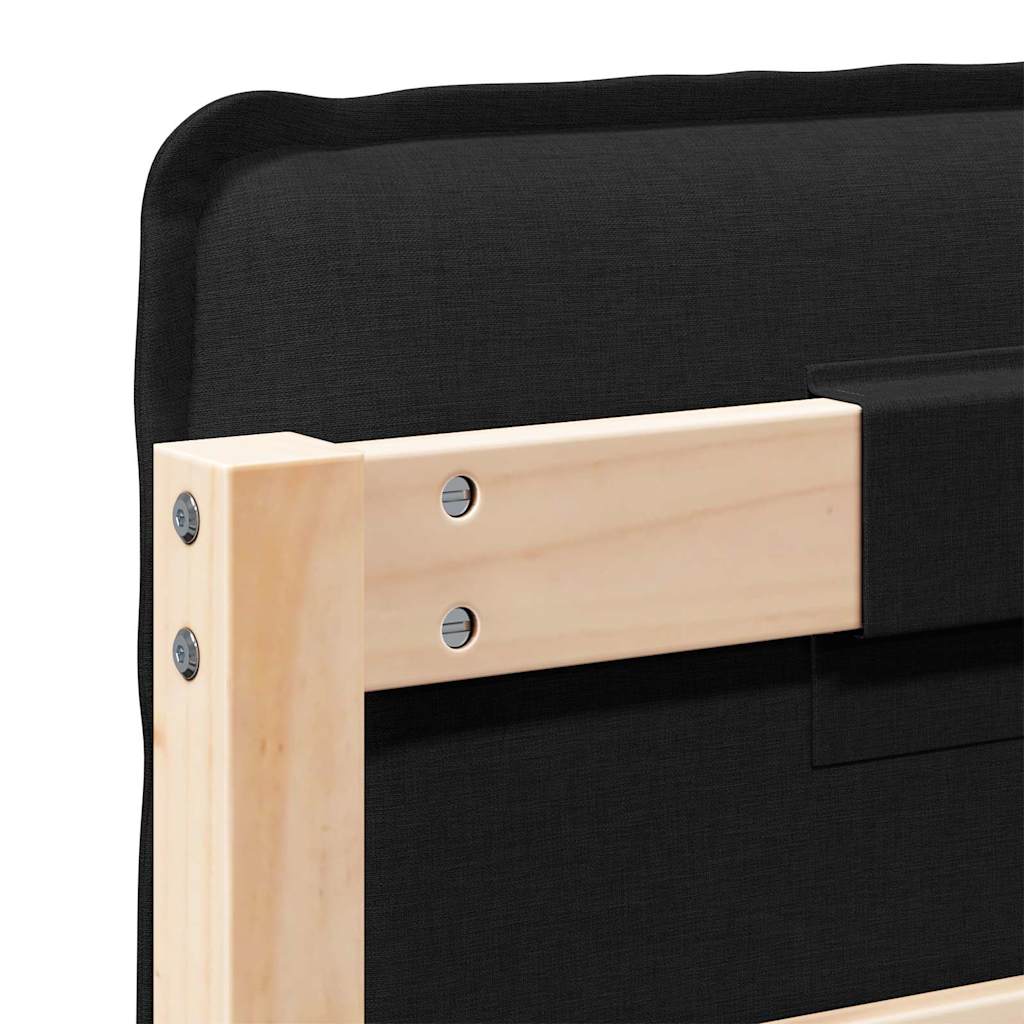 Testiera imbottita Naturale e Nero 135 cm Pino massello - homemem39