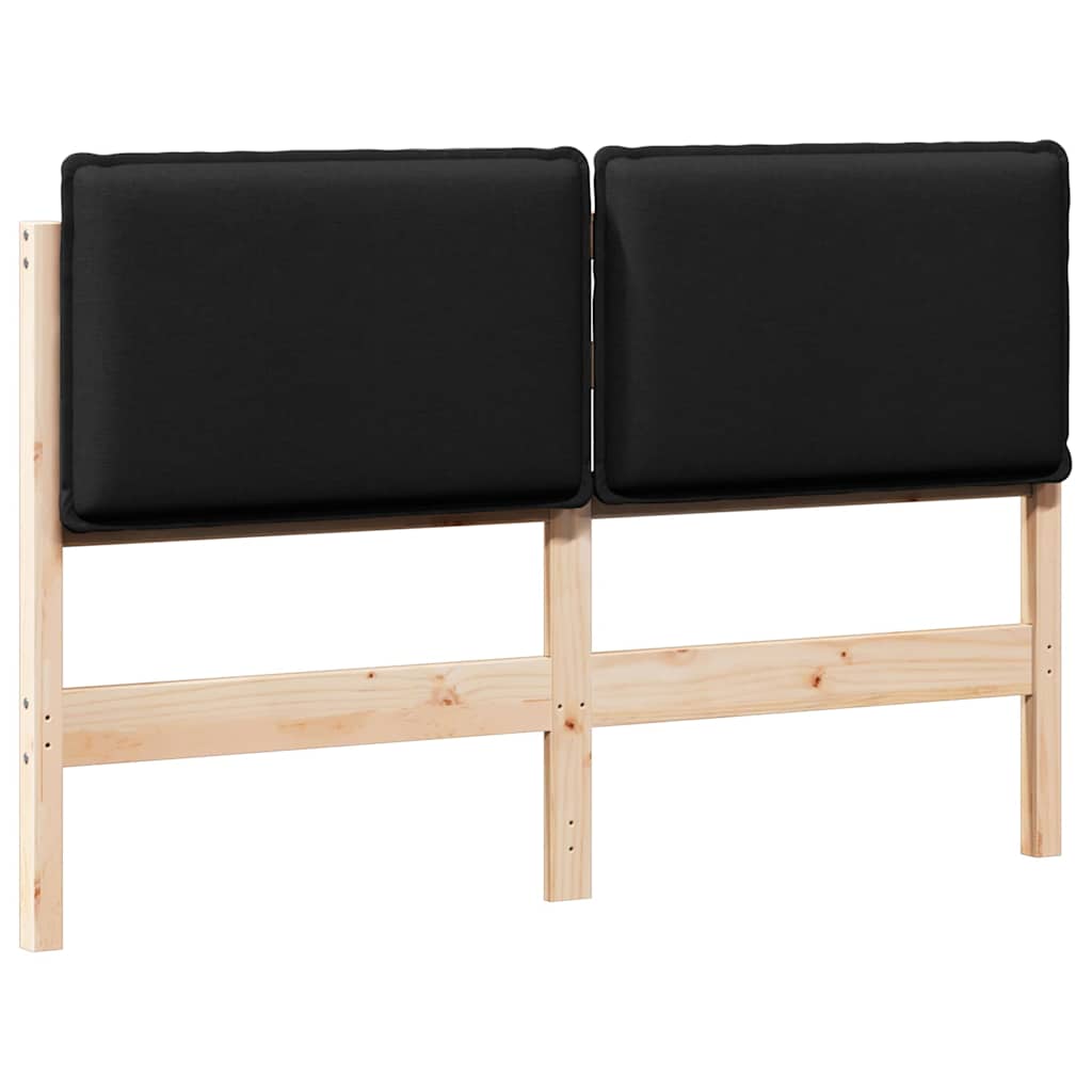 Testiera imbottita Naturale e Nero 135 cm Pino massello