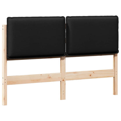 Testiera imbottita Naturale e Nero 135 cm Pino massello