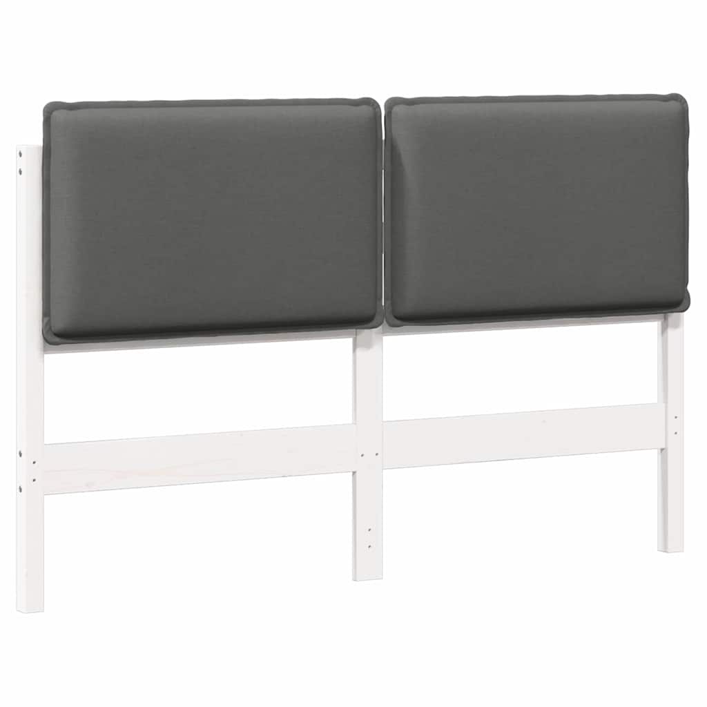 Testiera imbottita Bianco e grigio chiaro 135 cm Pino massello
