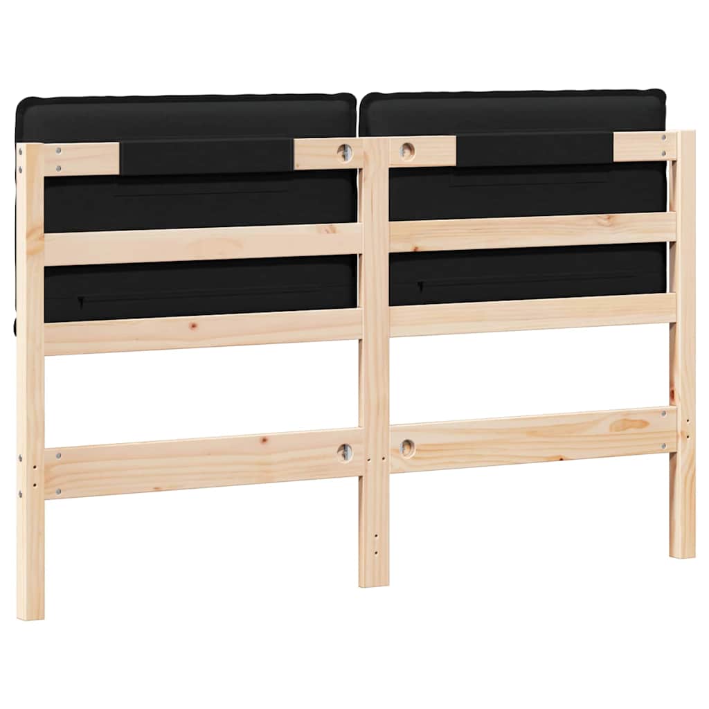 Testiera imbottita Naturale e Nero 120 cm Pino massello