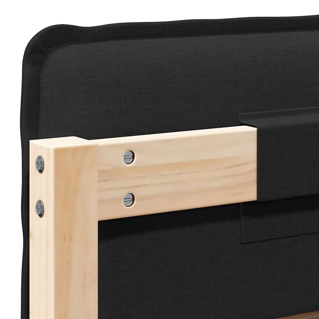 Testiera imbottita Naturale e Nero 80 cm Pino massello
