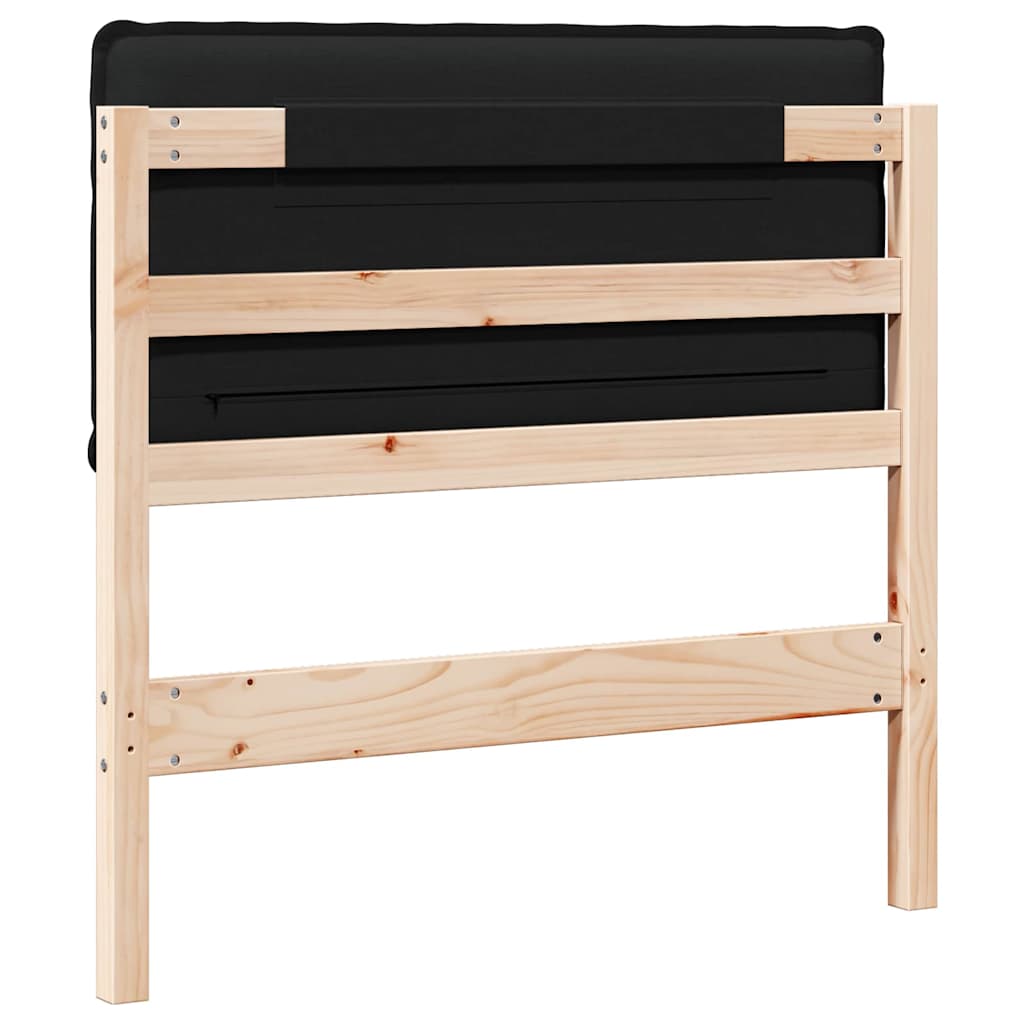 Testiera imbottita Naturale e Nero 75 cm Pino massello