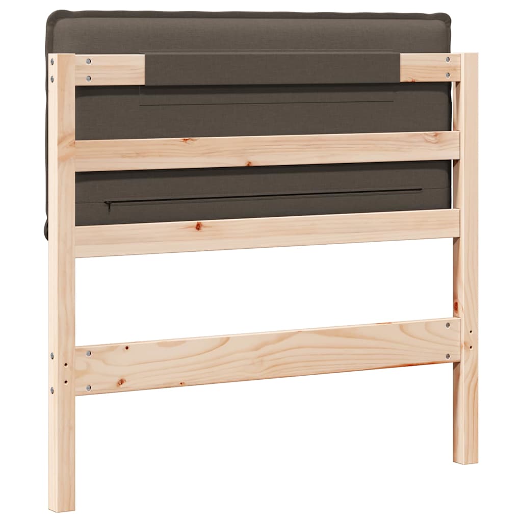 Testiera imbottita Grigio Naturale e Chiaro 75 cm Pino massello