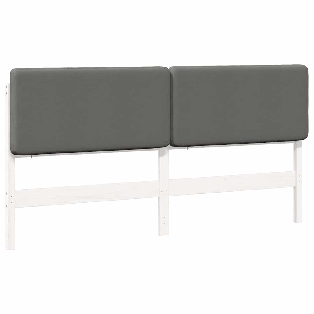 Testiera imbottita Bianco e grigio chiaro 200 cm Pino massello