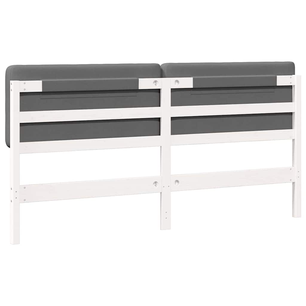 Testiera imbottita Bianco e grigio chiaro 180 cm Pino massello