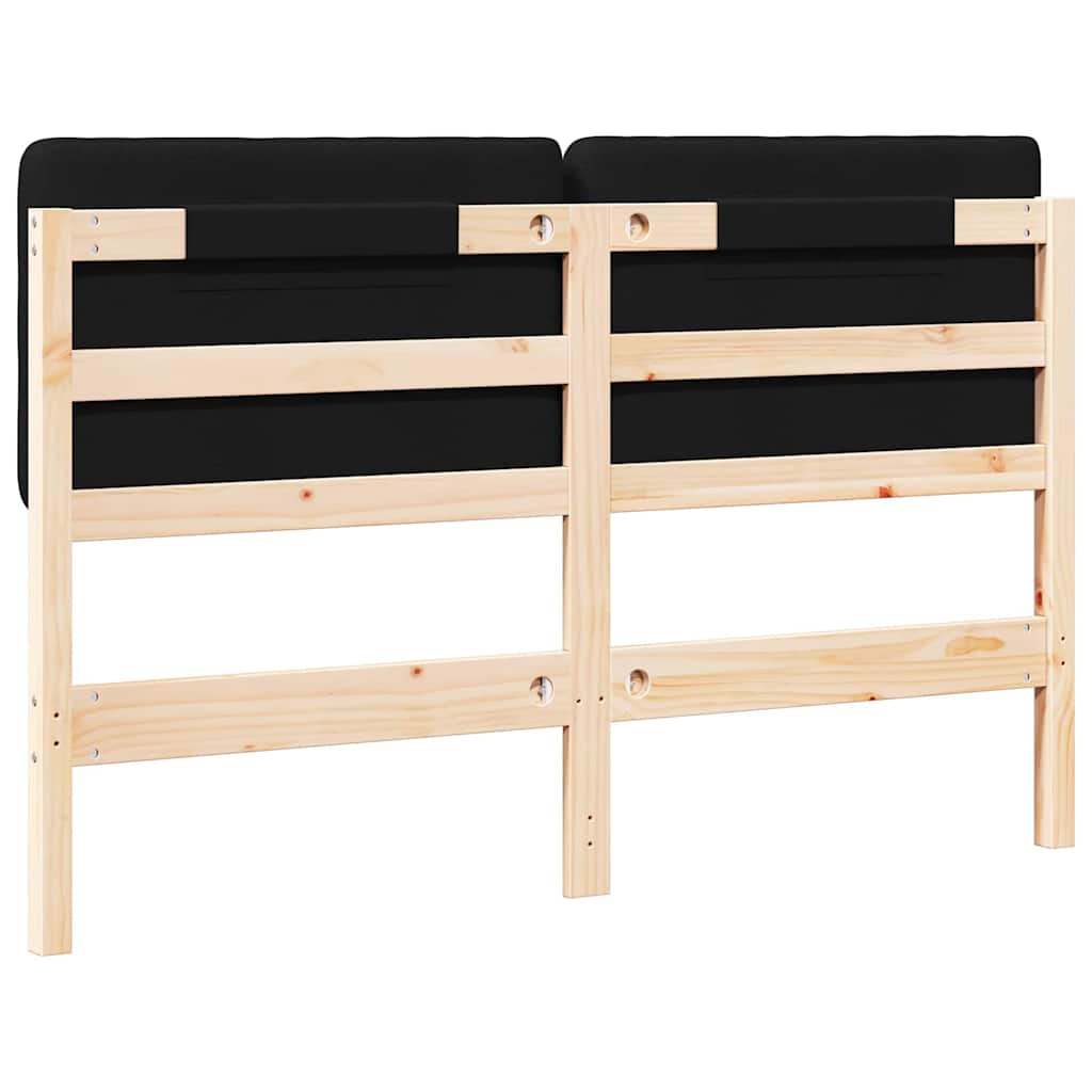 Testiera imbottita Marrone e Nero 140 cm Pino massello