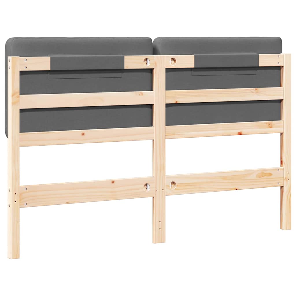 Testiera imbottita Marrone e Grigio Chiaro 120 cm Pino massello