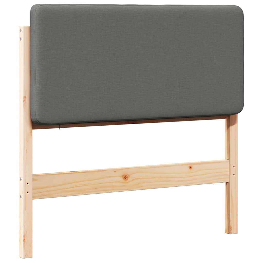 Testiera imbottita Marrone e Grigio Chiaro 80 cm Pino massello