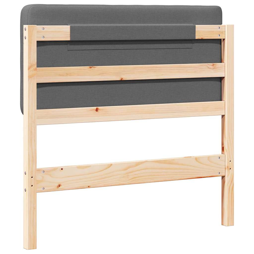 Testiera imbottita Marrone e Grigio Chiaro 80 cm Pino massello