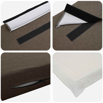 Testiera imbottita Marrone e taupe 80 cm Pino massello