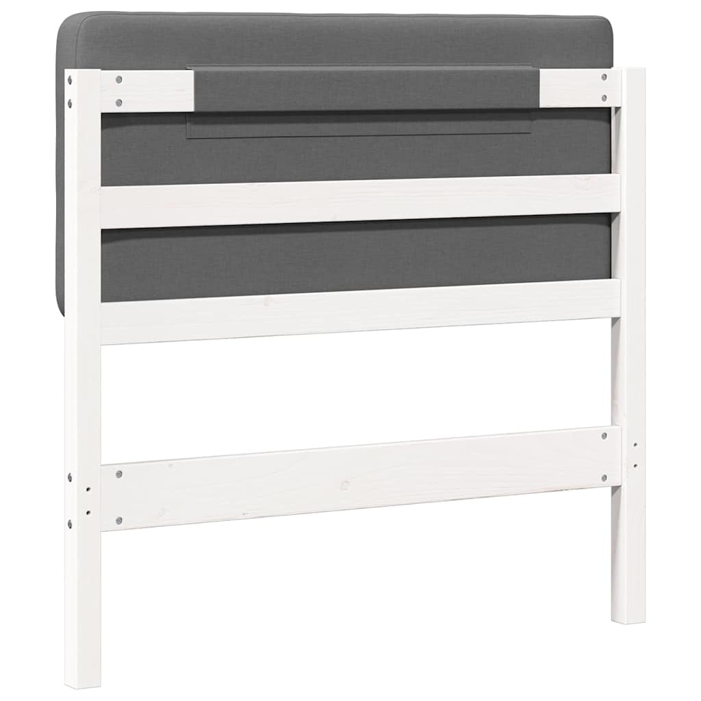 Testiera imbottita Bianco e grigio chiaro 80 cm Pino massello