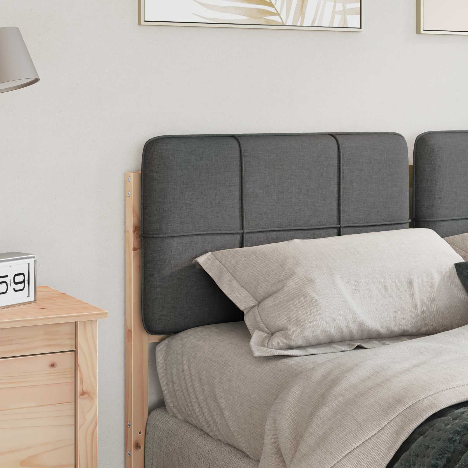 Testiera imbottita Marrone e Grigio Chiaro 150 cm Pino massello - homemem39