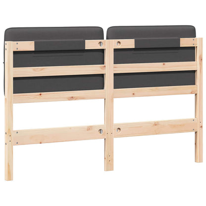 Testiera imbottita Marrone e grigio scuro 140 cm Pino massello