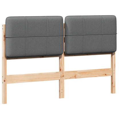 Testiera imbottita Marrone e Grigio Chiaro 120 cm Pino massello