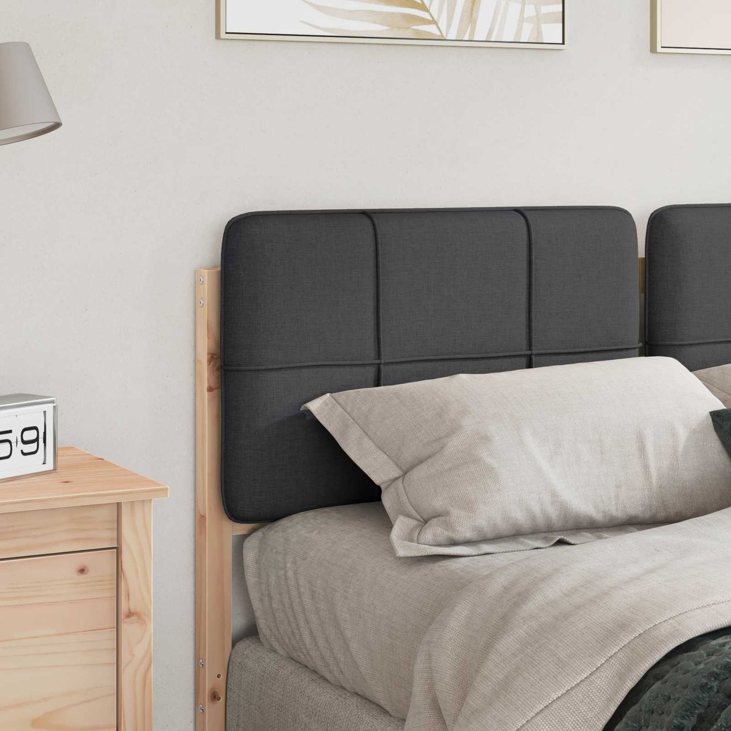 Testiera imbottita Marrone e grigio scuro 120 cm Pino massello