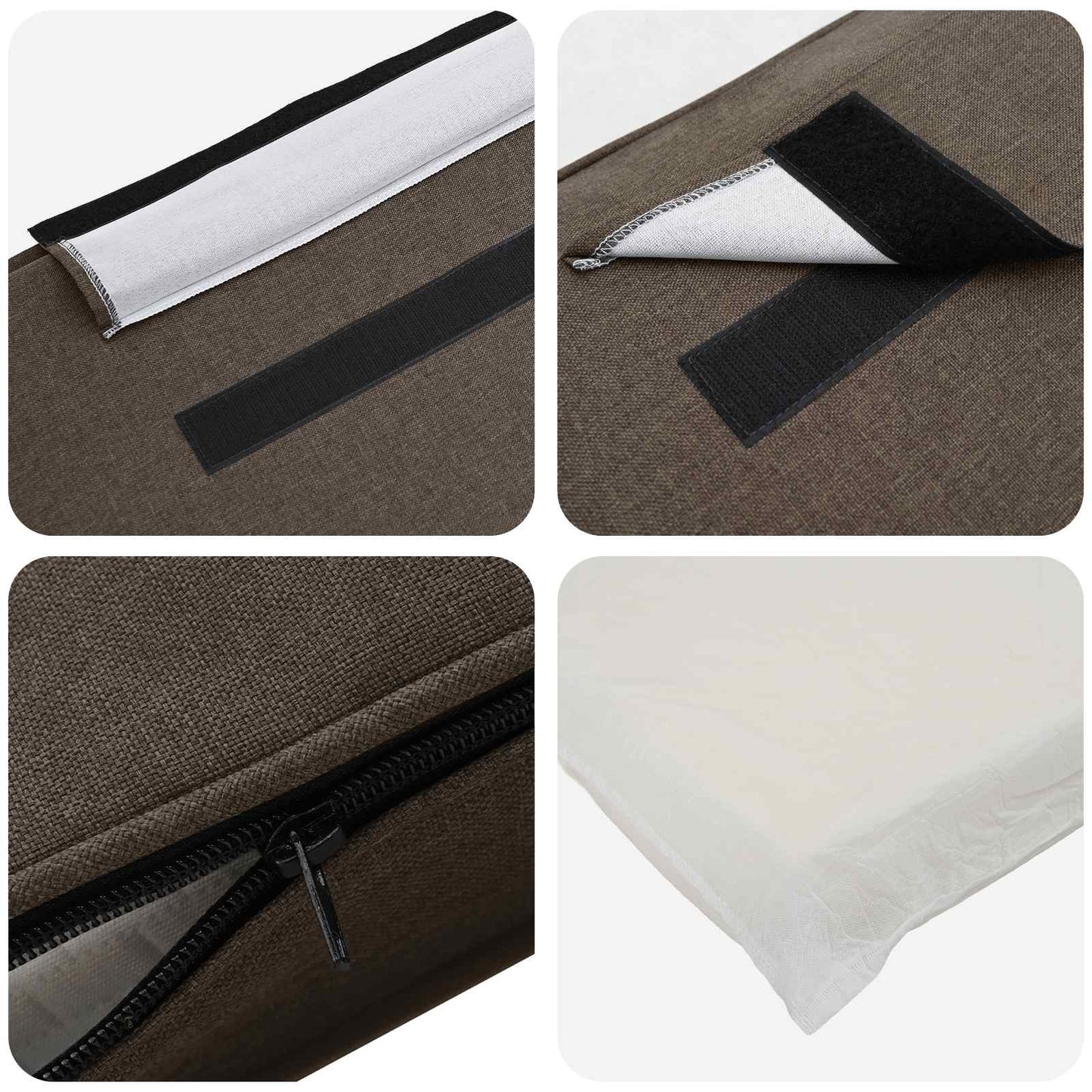 Testiera imbottita Marrone e taupe 80 cm Pino massello