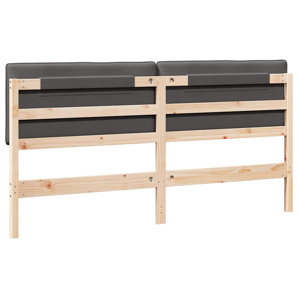 Testiera imbottita Marrone e grigio scuro 200 cm Pino massello