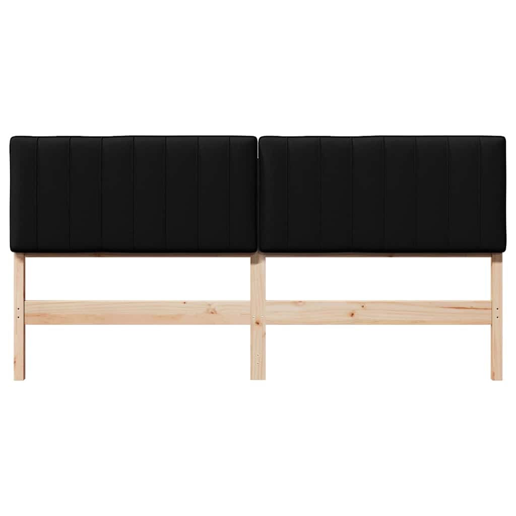 Testiera imbottita Marrone e Nero 200 cm Pino massello