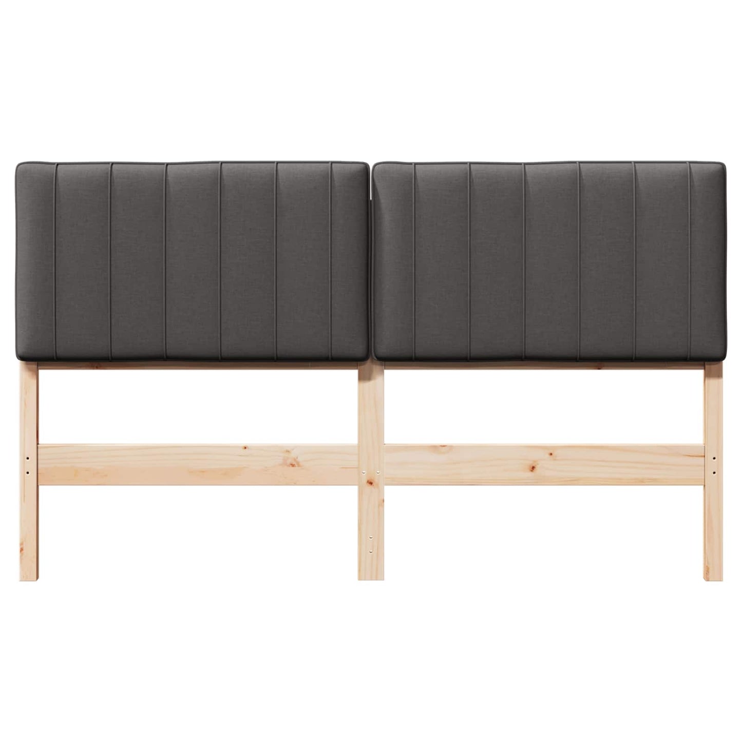 Testiera imbottita Marrone e grigio scuro 160 cm Pino massello