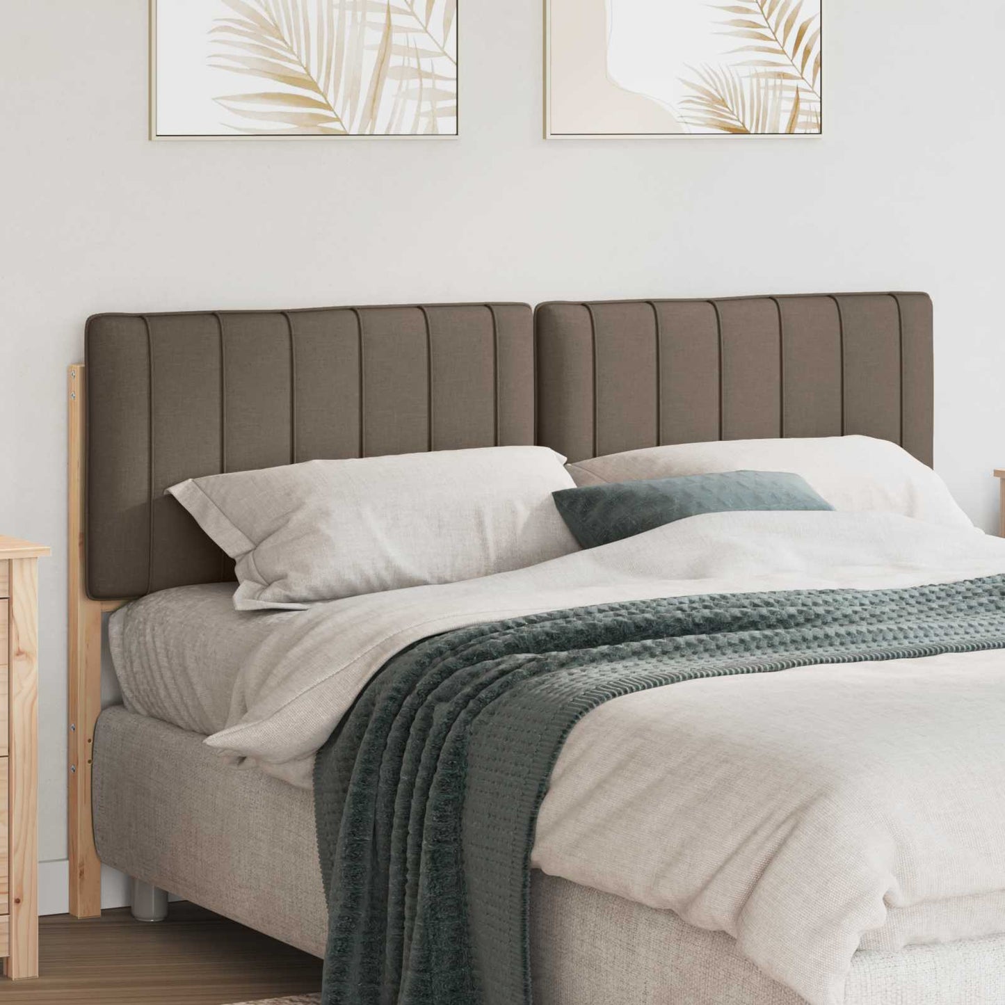 Testiera imbottita Marrone e taupe 150 cm Pino massello
