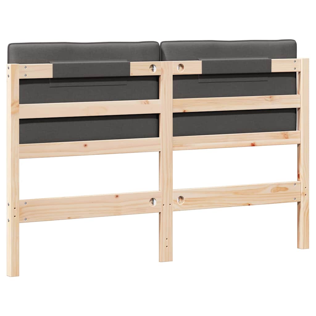 Testiera imbottita Marrone e grigio scuro 140 cm Pino massello