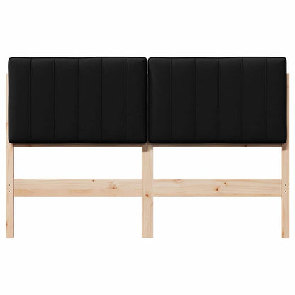 Testiera imbottita Marrone e Nero 140 cm Pino massello