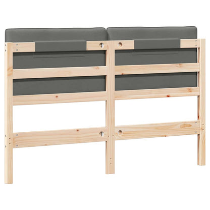 Testiera imbottita Marrone e Grigio Chiaro 135 cm Pino massello