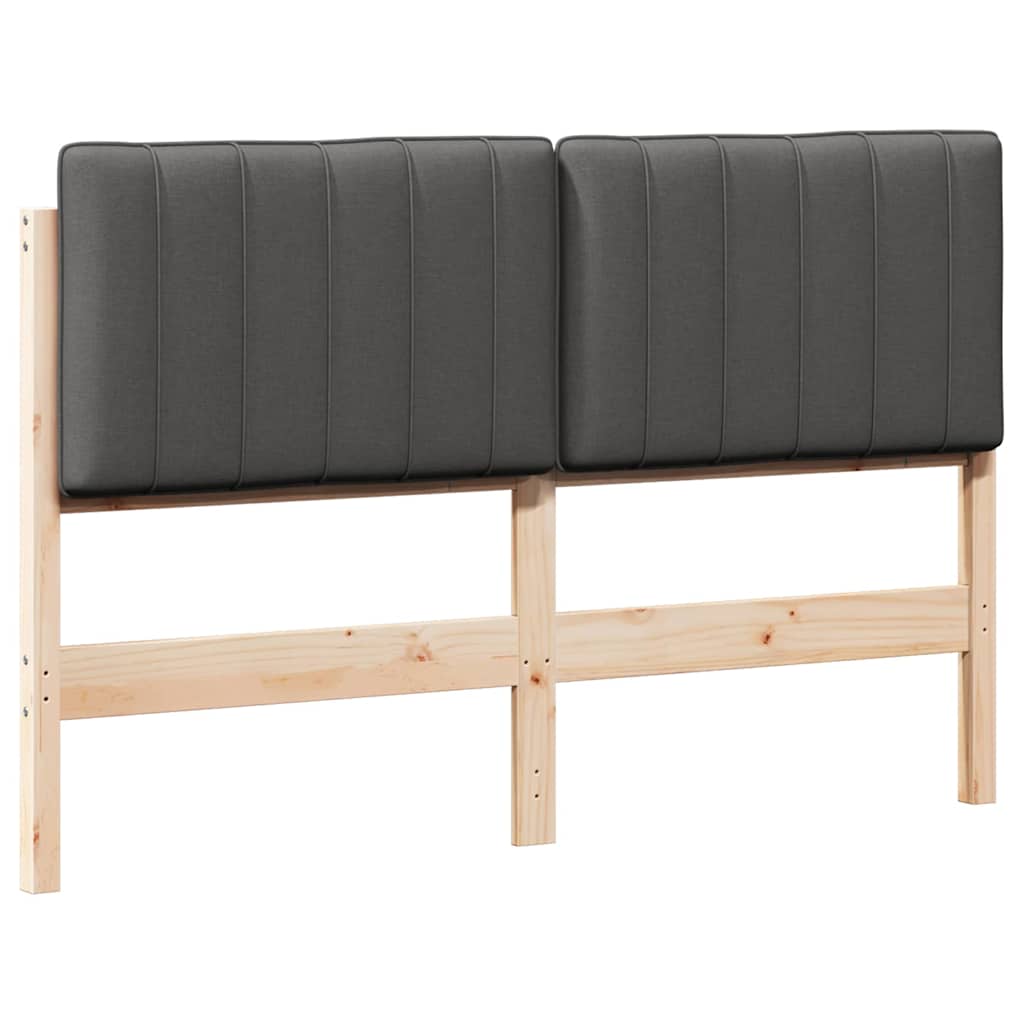 Testiera imbottita Marrone e grigio scuro 135 cm Pino massello