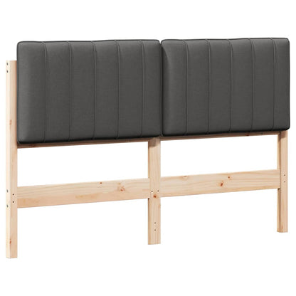 Testiera imbottita Marrone e grigio scuro 135 cm Pino massello