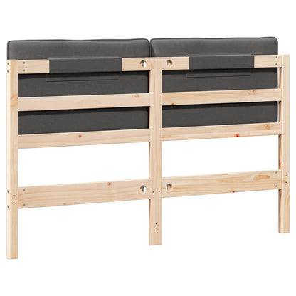 Testiera imbottita Marrone e grigio scuro 135 cm Pino massello