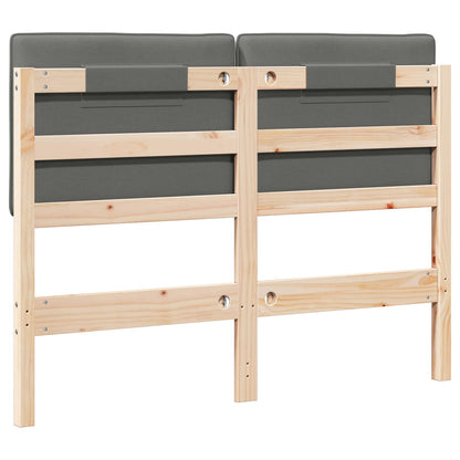 Testiera imbottita Marrone e Grigio Chiaro 120 cm Pino massello